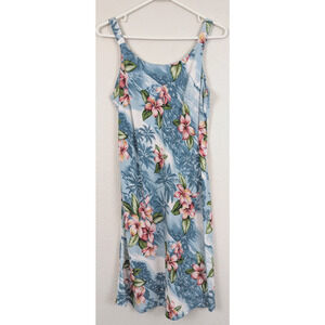 Puanani sz S Hawaiian Dress sleeveless tank multi color floral print rayon 2497